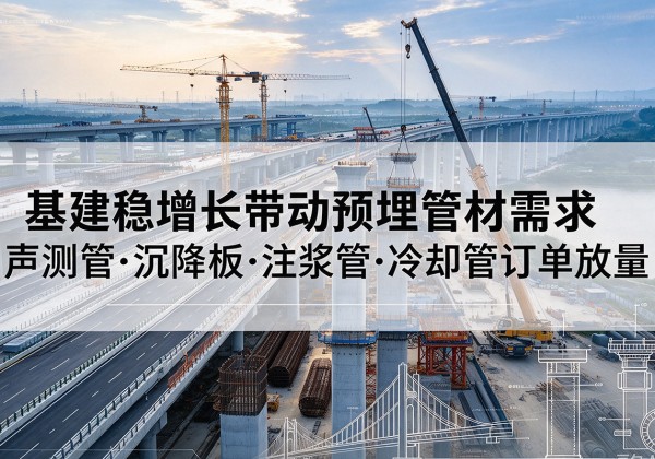 滨湖基建稳增长带动预埋监测管材需求，声测管、沉降板、注浆管订单持续放量